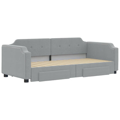 Divano Letto Estraibile Cassetti Grigio Chiaro 100x200 Tessuto - homemem39