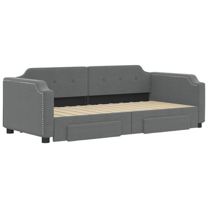 Divano Letto Estraibile Cassetti Grigio Scuro 100x200cm Tessuto - homemem39