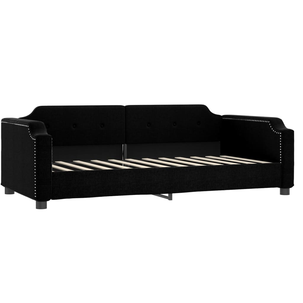 Divano Letto Estraibile con Cassetti Nero 100x200 cm in Tessuto