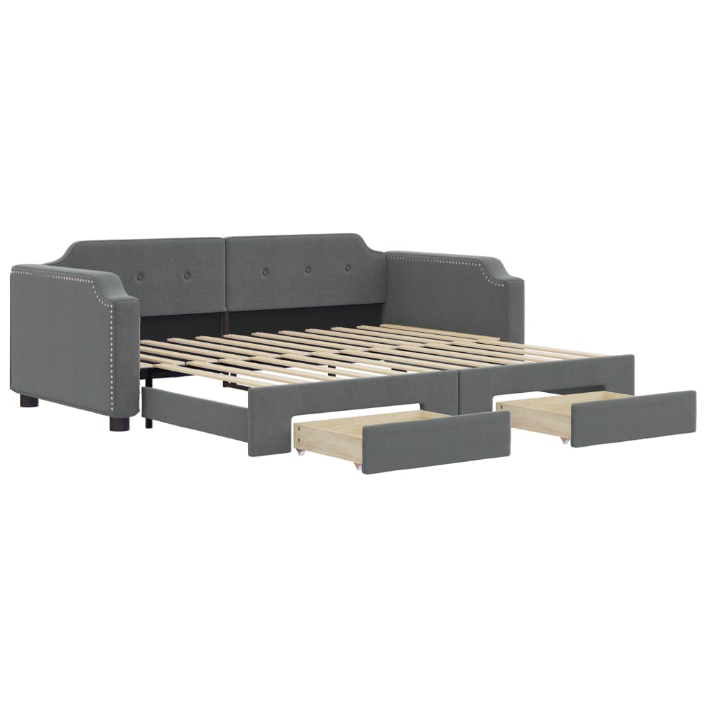 Divano Letto Estraibile Cassetti Grigio Scuro 90x190cm Tessuto - homemem39