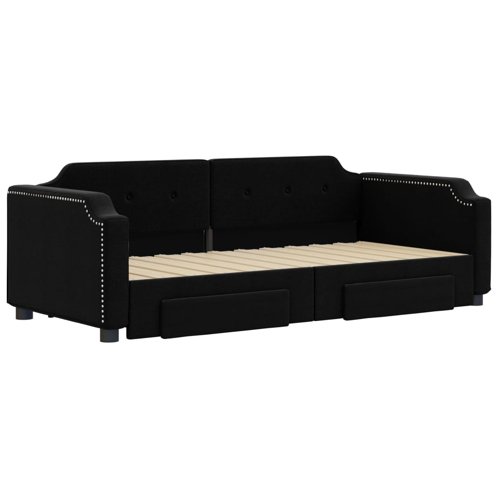 Divano Letto Estraibile con Cassetti Nero 90x190 cm in Tessuto - homemem39