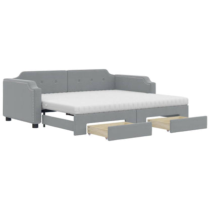 Divano Letto Estraibile Cassetti Grigio Chiaro 90x190cm Tessuto | homemem39