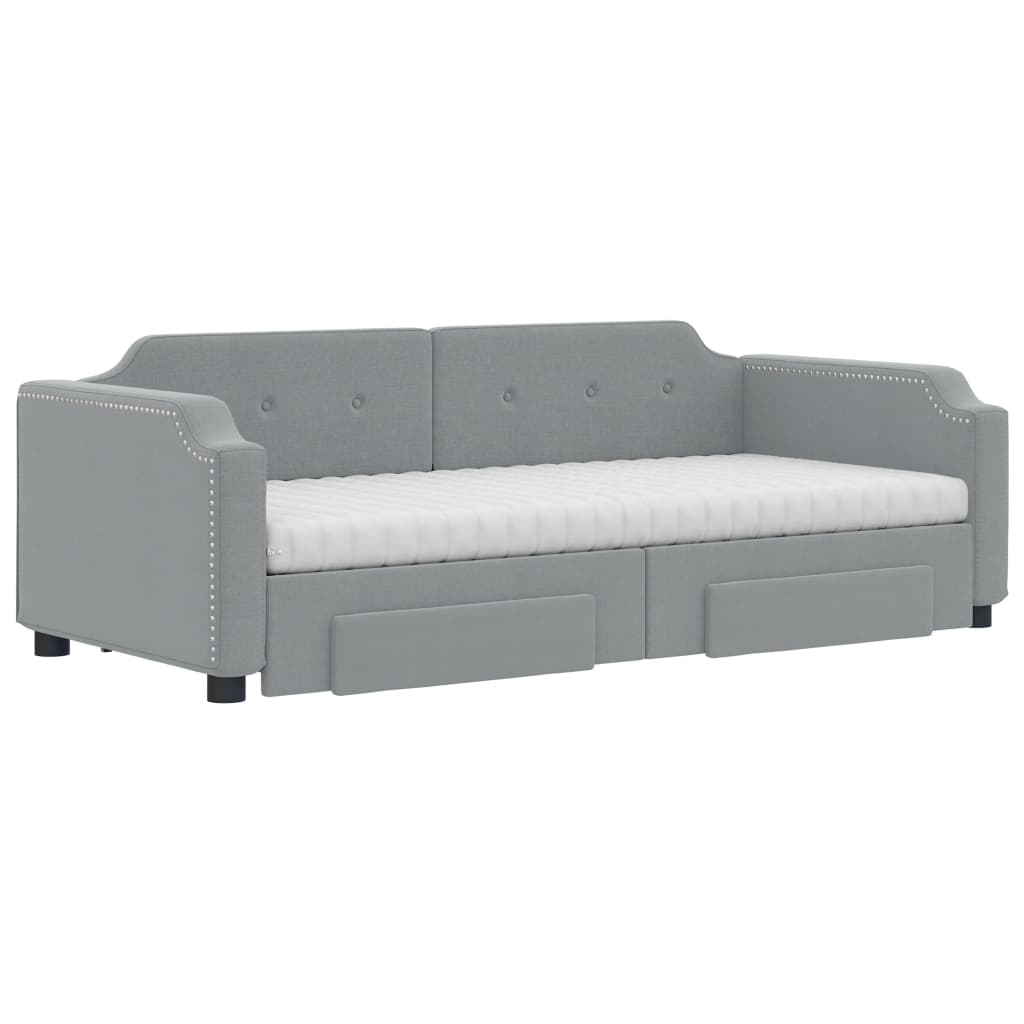 Divano Letto Estraibile Cassetti Grigio Chiaro 90x190cm Tessuto | homemem39