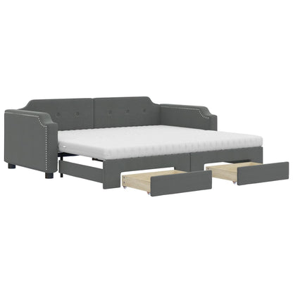 Divano Letto Estraibile Cassetti Grigio Scuro 90x190cm Tessuto - homemem39