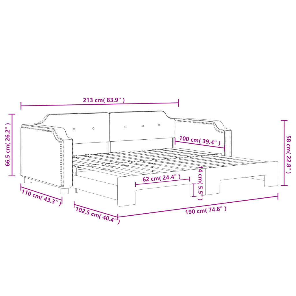 Divano Letto con Letto Estraibile Grigio Chiaro 100x190 Tessuto | homemem39