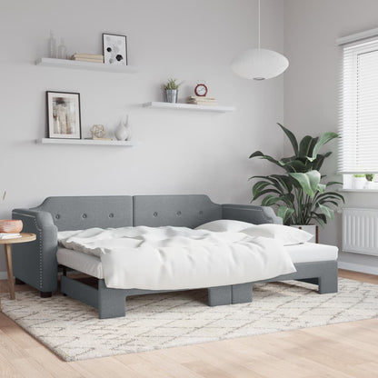 Divano Letto con Letto Estraibile Grigio Chiaro 100x190 Tessuto | homemem39