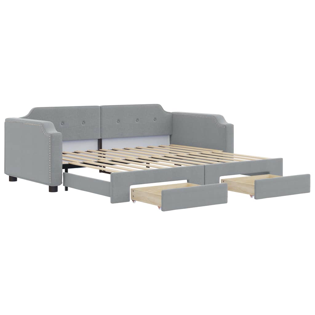 Divano Letto Estraibile Cassetti Grigio Chiaro 100x190 Tessuto | homemem39