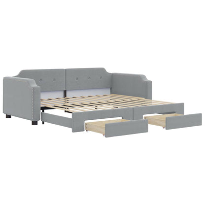 Divano Letto Estraibile Cassetti Grigio Chiaro 100x190 Tessuto | homemem39
