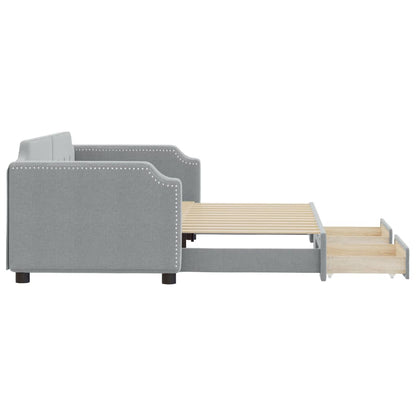 Divano Letto Estraibile Cassetti Grigio Chiaro 100x190 Tessuto