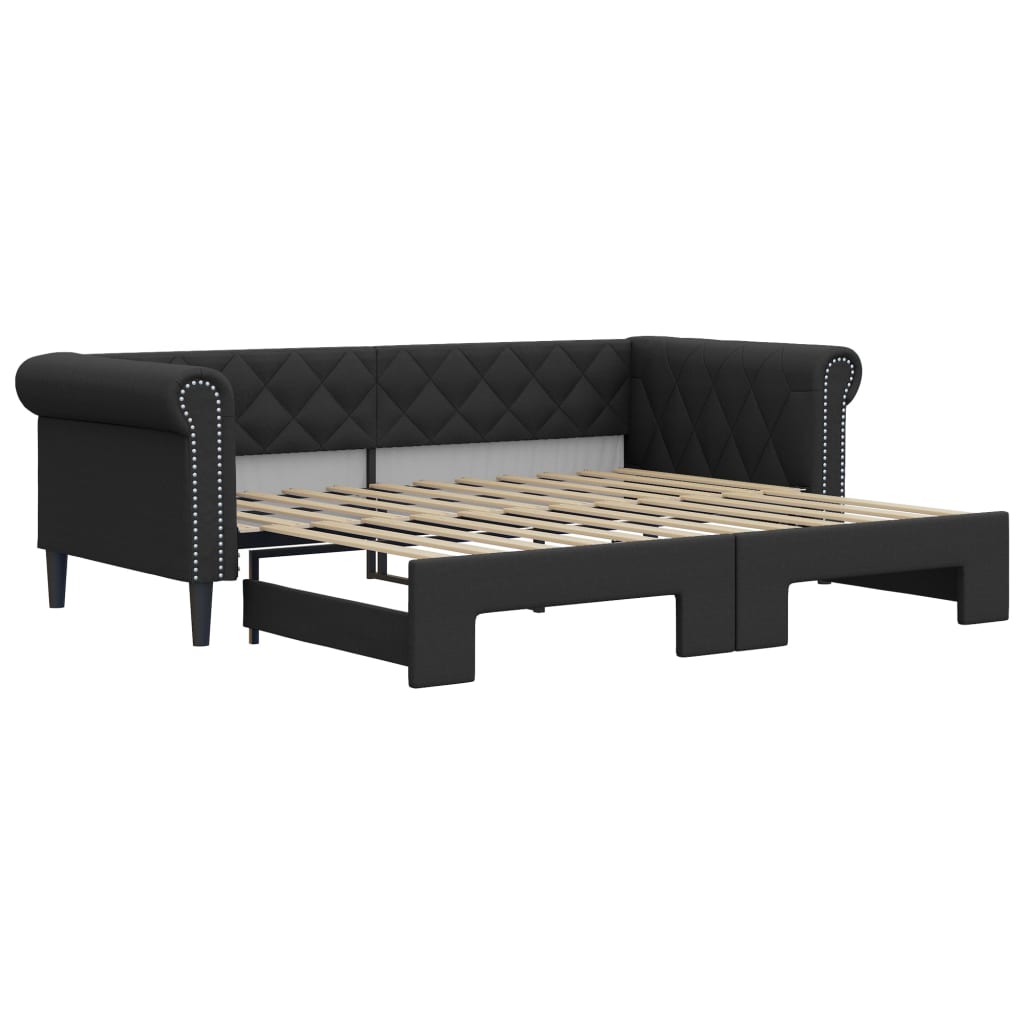 Divano Letto con Letto Estraibile Nero 90x200 cm in Similpelle - homemem39