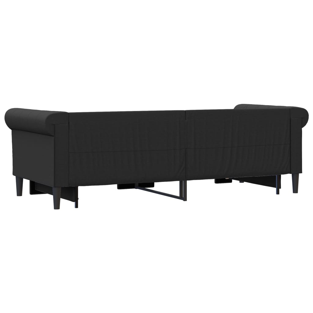 Divano Letto con Letto Estraibile Nero 90x200 cm in Similpelle