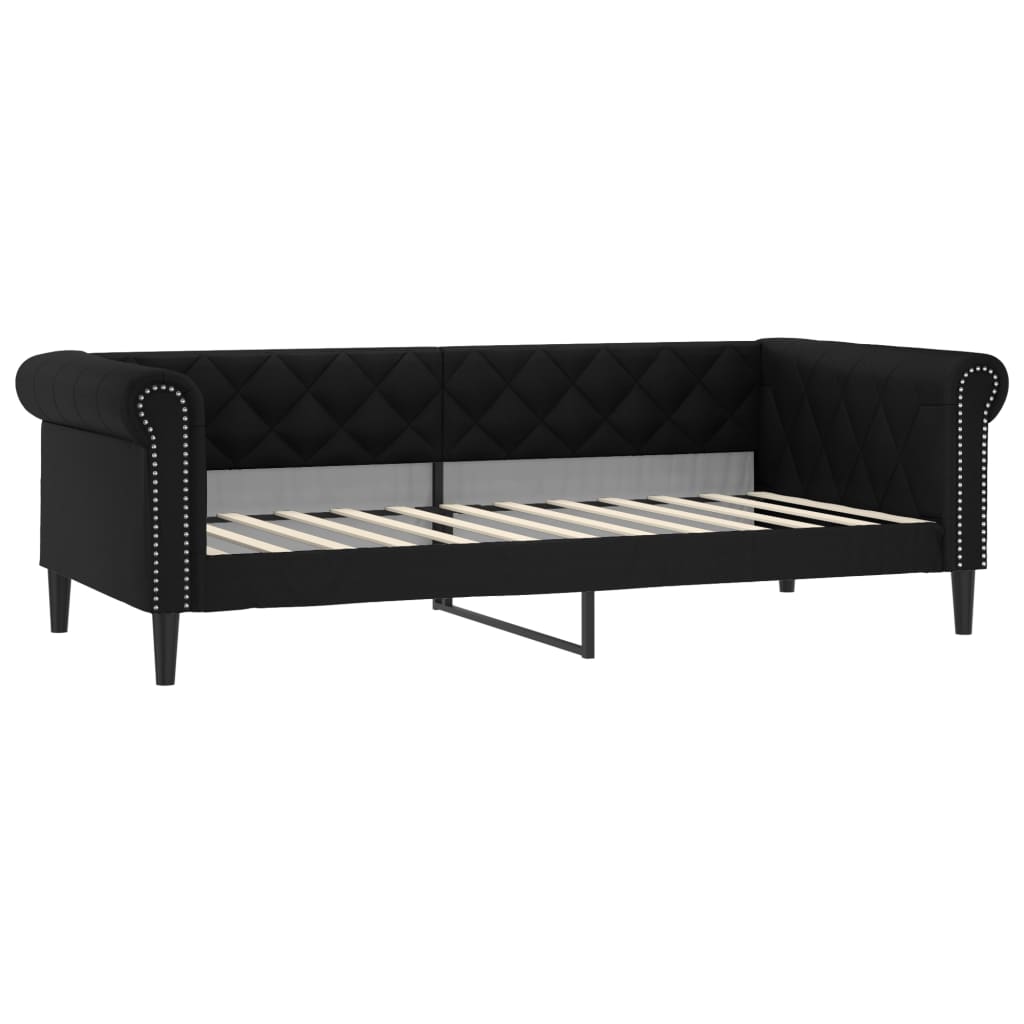 Divano Letto con Letto Estraibile Nero 90x200 cm in Similpelle