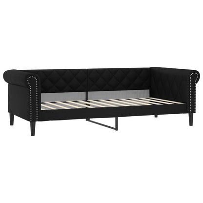 Divano Letto con Letto Estraibile Nero 90x200 cm in Similpelle