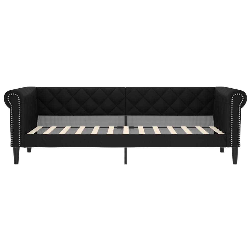 Divano Letto con Letto Estraibile Nero 90x200 cm in Similpelle