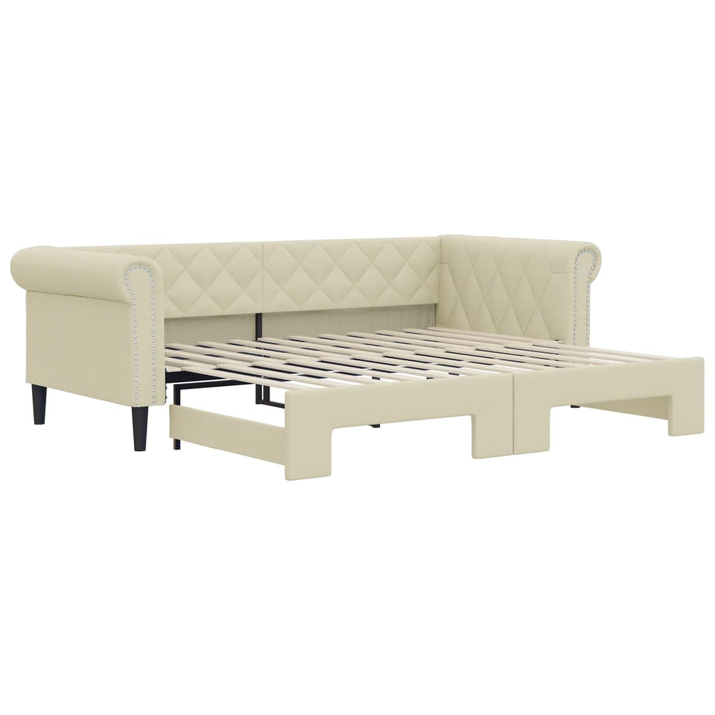 Divano Letto con Letto Estraibile Crema 90x200 cm in Similpelle - homemem39