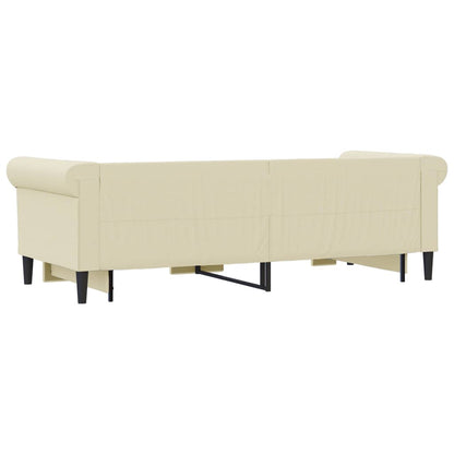 Divano Letto con Letto Estraibile Crema 90x200 cm in Similpelle - homemem39