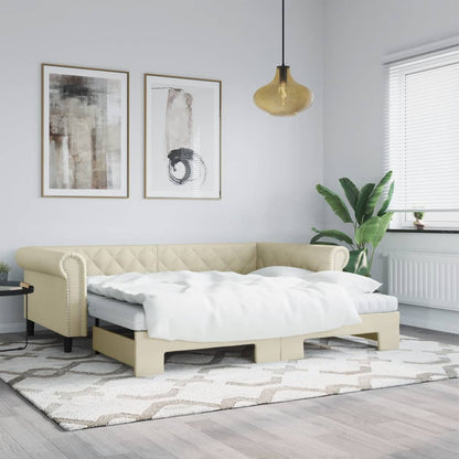 Divano Letto con Letto Estraibile Crema 90x200 cm in Similpelle - homemem39