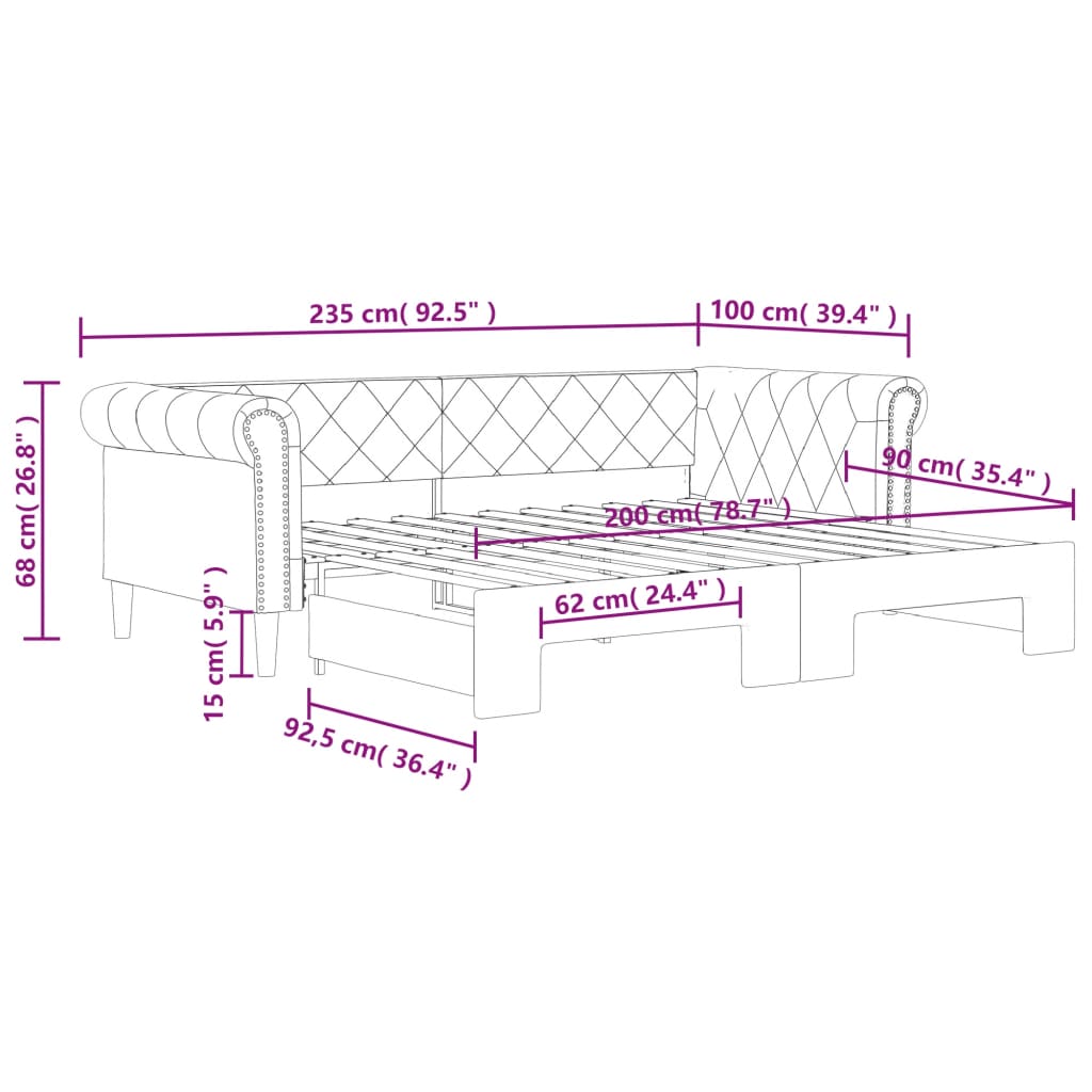 Divano Letto Estraibile Cappuccino 90x200 cm in Similpelle
