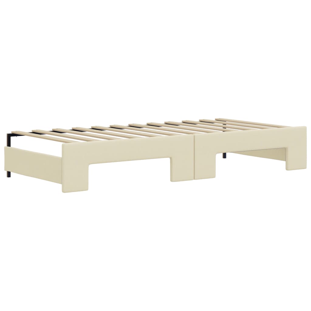 Divano Letto Estraibile con Materassi Crema 90x200cm Similpelle