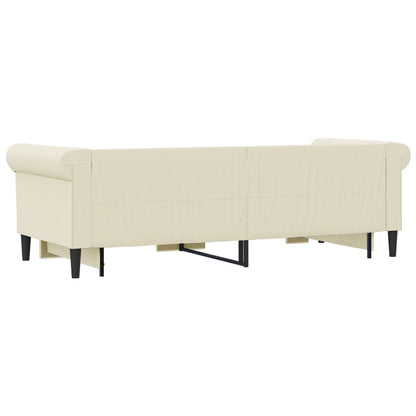 Divano Letto Estraibile con Cassetti Crema 90x200 cm Similpelle - homemem39