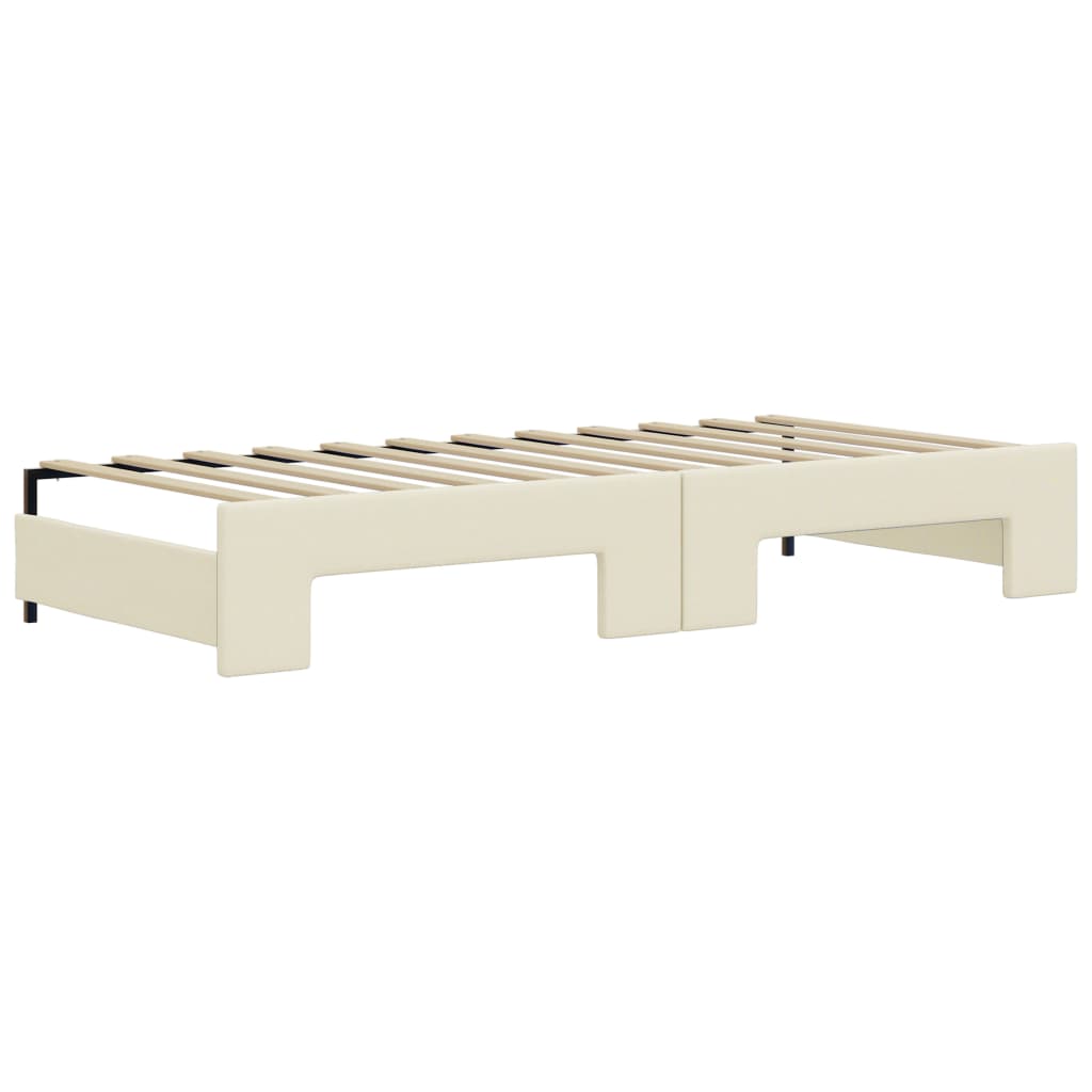 Divano Letto Estraibile con Cassetti Crema 90x200 cm Similpelle - homemem39