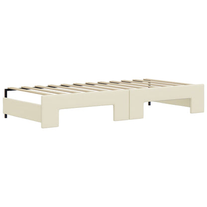 Divano Letto Estraibile con Cassetti Crema 90x200 cm Similpelle - homemem39