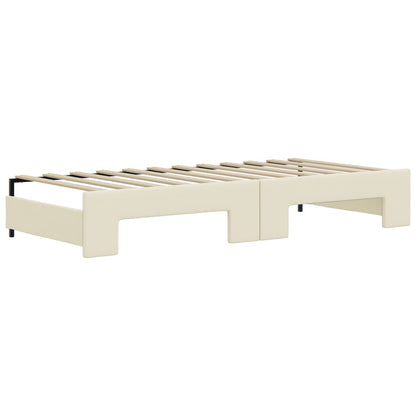 Divano Letto Estraibile con Cassetti Crema 90x200 cm Similpelle