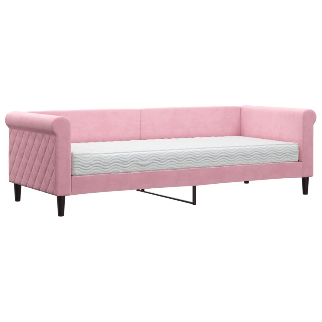 Divano Letto con Materasso Rosa 80x200 cm in Velluto - homemem39