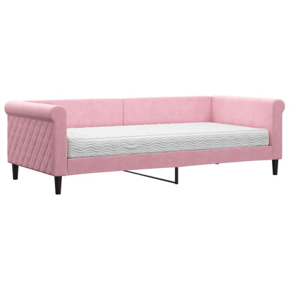 Divano Letto con Materasso Rosa 90x200 cm in Velluto - homemem39