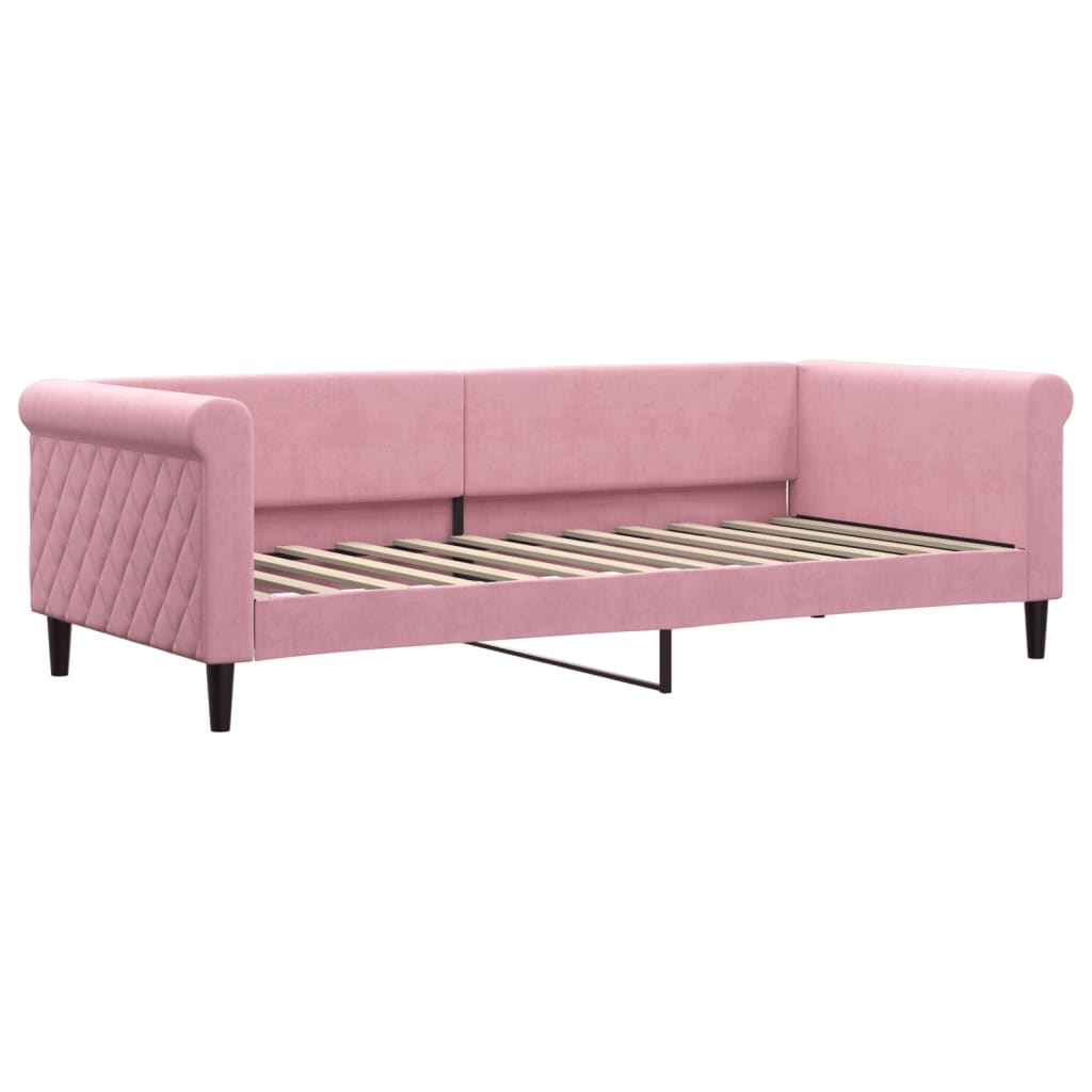 Divano Letto con Materasso Rosa 90x200 cm in Velluto - homemem39