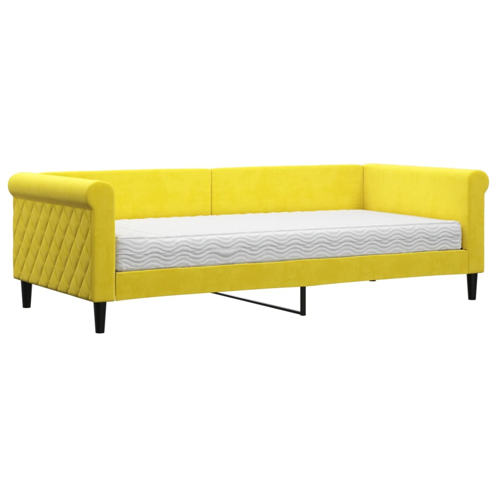Divano Letto con Materasso Giallo 90x200 cm in Velluto - homemem39