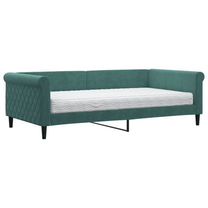 Divano Letto con Materasso Verde Scuro 100x200 cm in Velluto - homemem39