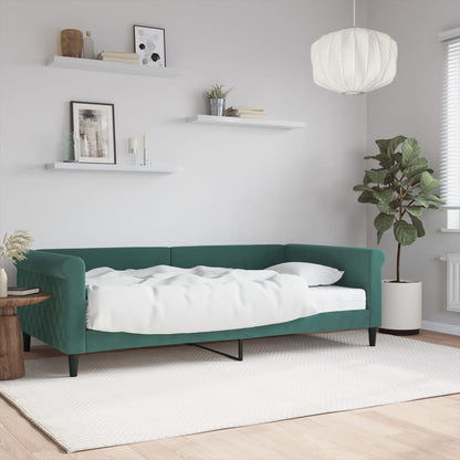 Divano Letto con Materasso Verde Scuro 100x200 cm in Velluto - homemem39