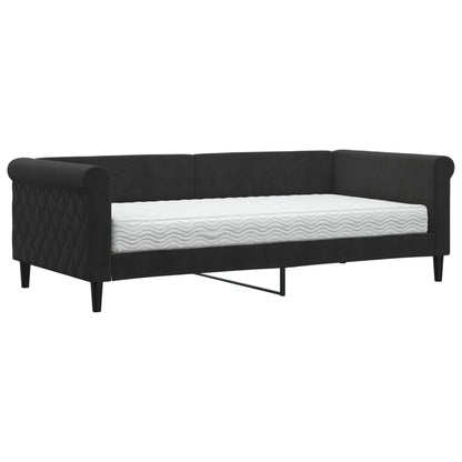 Divano Letto con Materasso Nero 90x190 cm in Velluto - homemem39