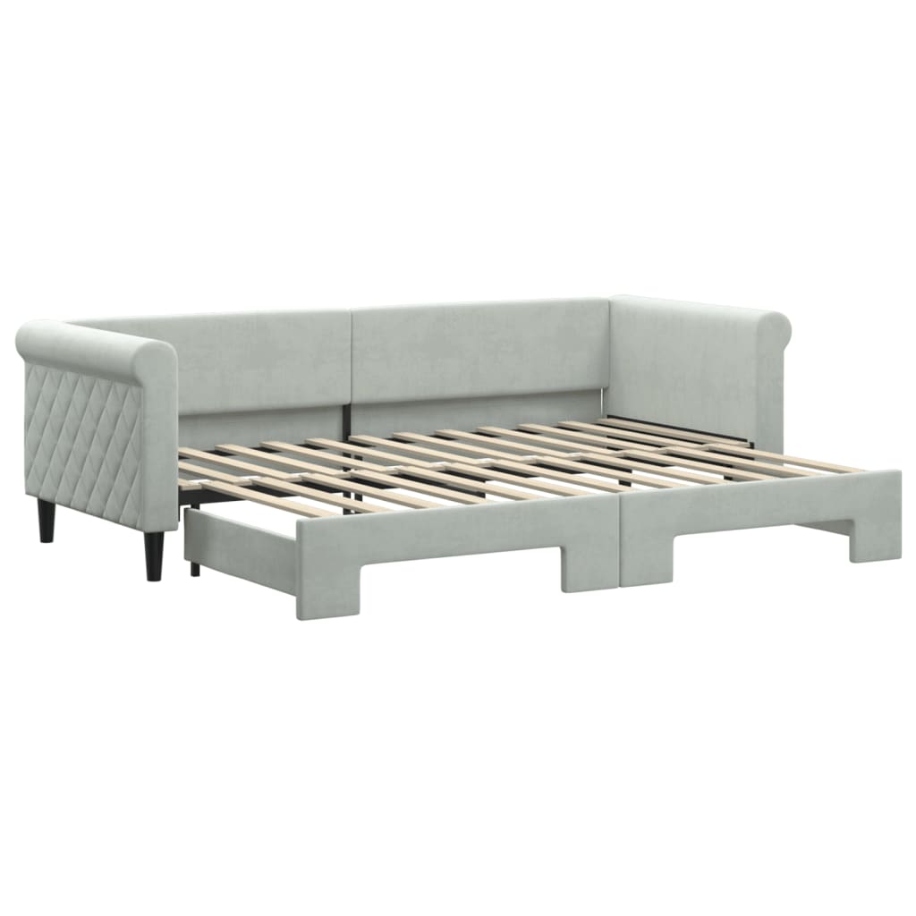 Divano Letto con Letto Estraibile Grigio Chiaro 80x200 Velluto - homemem39