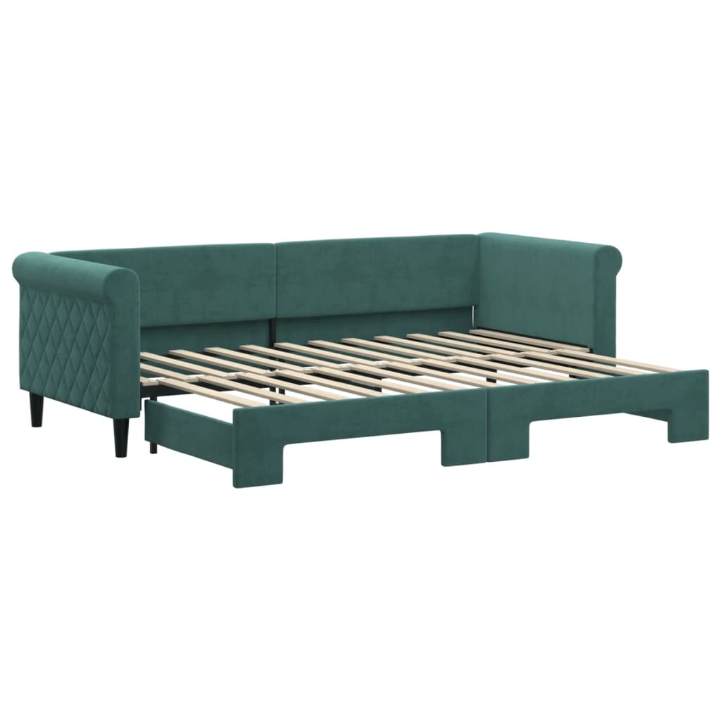 Divano Letto con Letto Estraibile Verde Scuro 80x200cm Velluto - homemem39