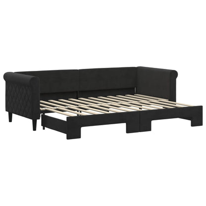 Divano Letto con Letto Estraibile Nero 80x200 cm in Velluto - homemem39