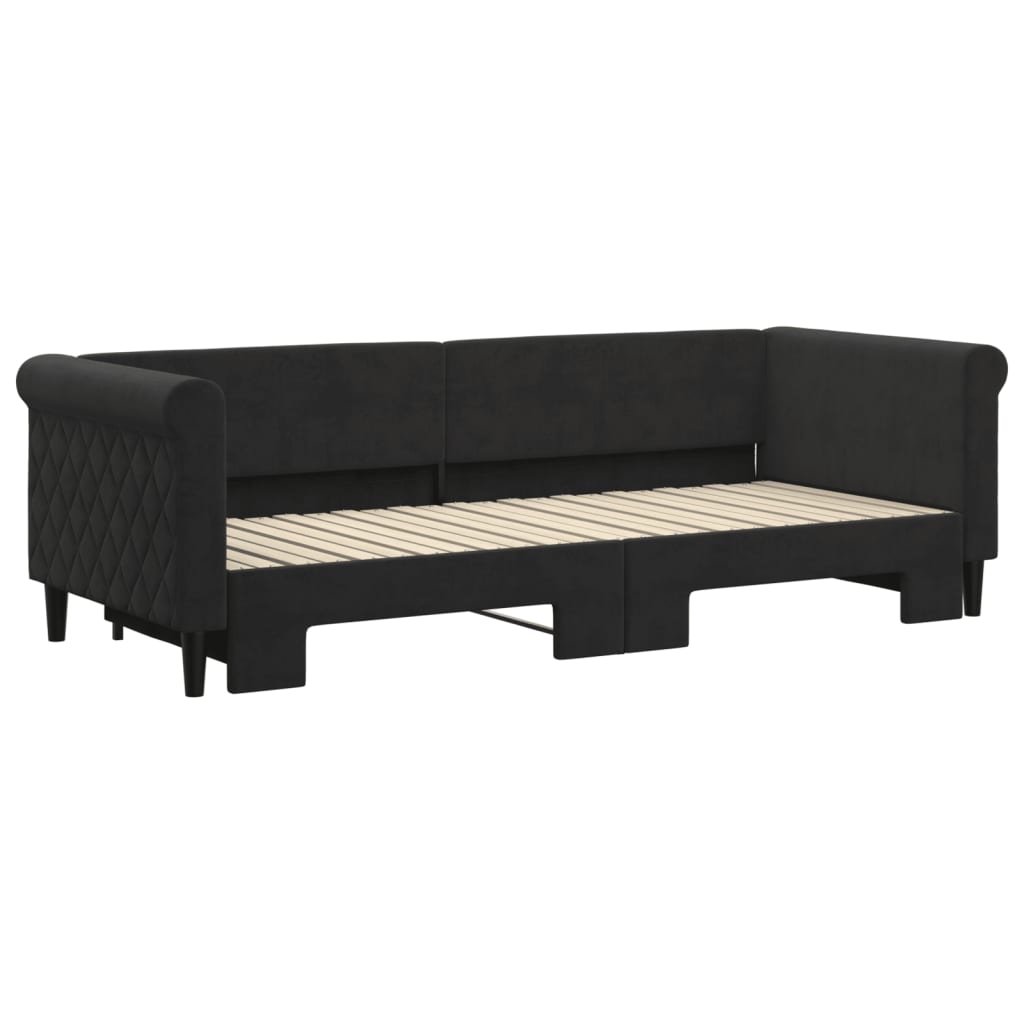 Divano Letto con Letto Estraibile Nero 80x200 cm in Velluto - homemem39