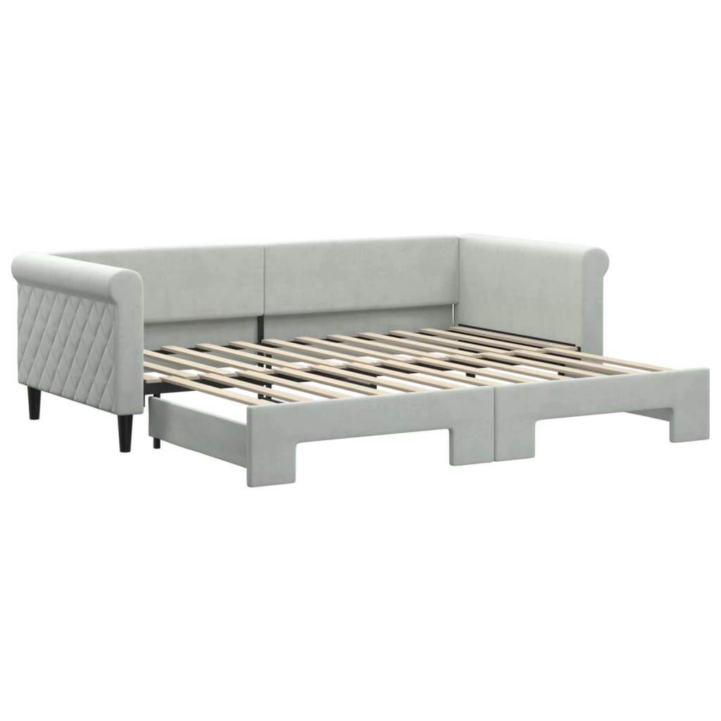 Divano Letto con Letto Estraibile Grigio Chiaro 90x200 Velluto - homemem39
