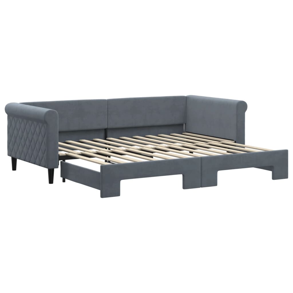 Divano Letto con Letto Estraibile Grigio Scuro 90x200cm Velluto - homemem39