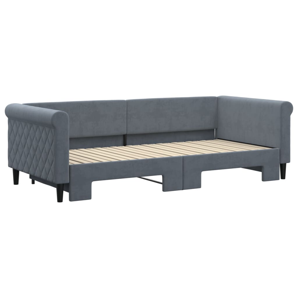Divano Letto con Letto Estraibile Grigio Scuro 90x200cm Velluto - homemem39