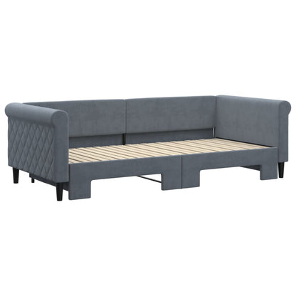 Divano Letto con Letto Estraibile Grigio Scuro 90x200cm Velluto - homemem39