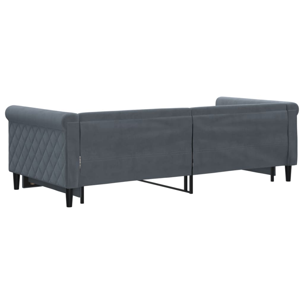 Divano Letto con Letto Estraibile Grigio Scuro 90x200cm Velluto