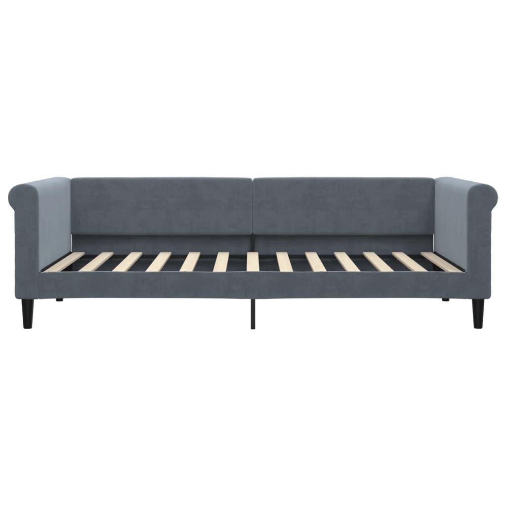 Divano Letto con Letto Estraibile Grigio Scuro 90x200cm Velluto