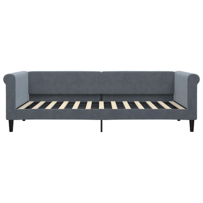Divano Letto con Letto Estraibile Grigio Scuro 90x200cm Velluto