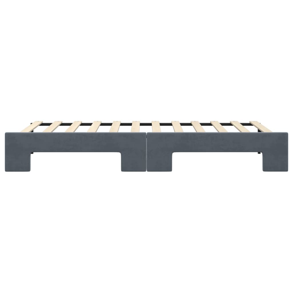 Divano Letto con Letto Estraibile Grigio Scuro 90x200cm Velluto