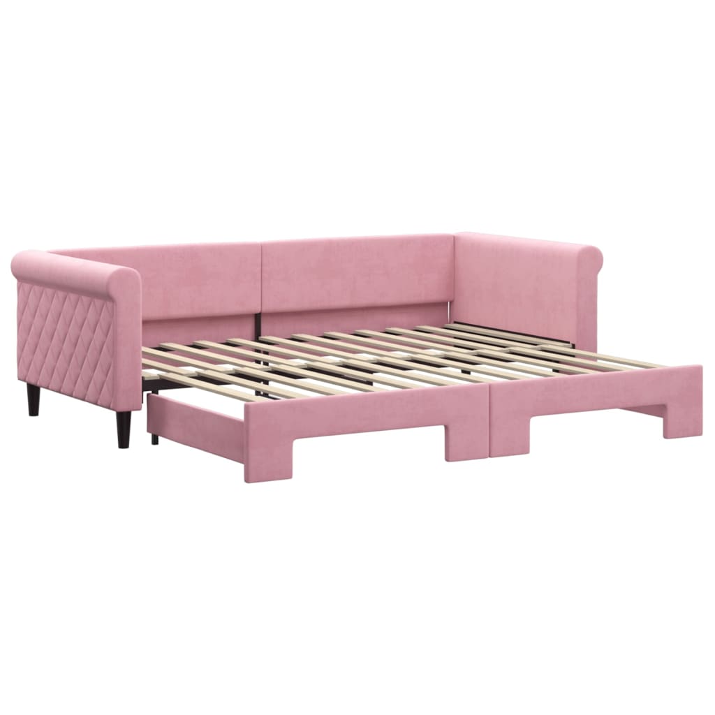 Divano Letto con Letto Estraibile Rosa 90x200 cm in Velluto | homemem39