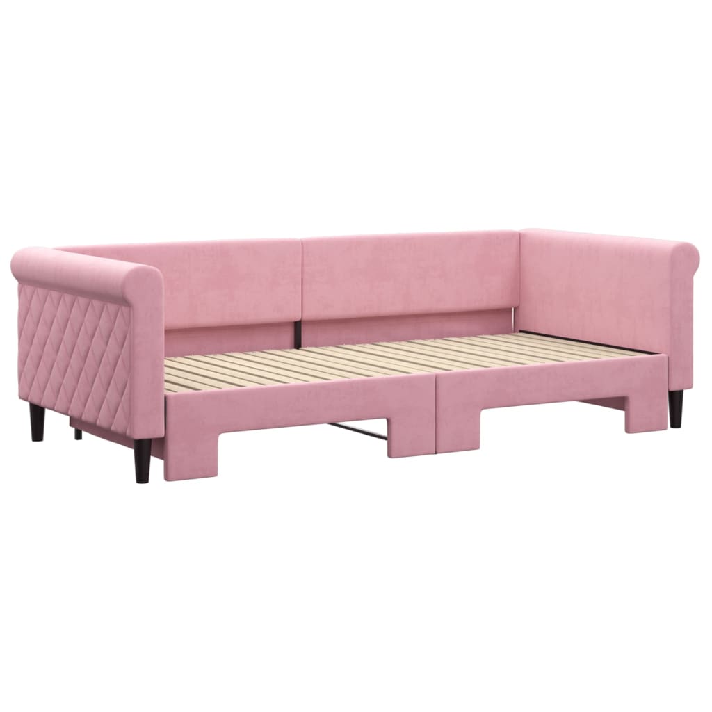 Divano Letto con Letto Estraibile Rosa 90x200 cm in Velluto | homemem39