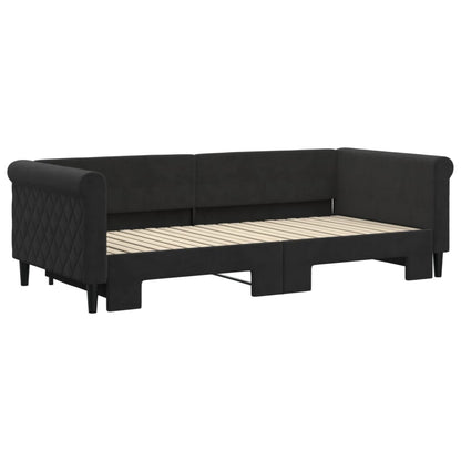 Divano Letto con Letto Estraibile Nero 90x200 cm in Velluto | homemem39