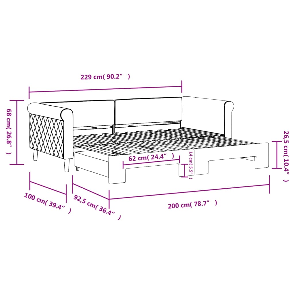 Divano Letto con Letto Estraibile Nero 90x200 cm in Velluto | homemem39